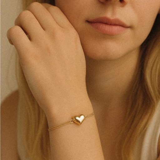 14 karátos arany szív urna kegyeleti karkötő - 10 mm hamvakat tartó ékszer 